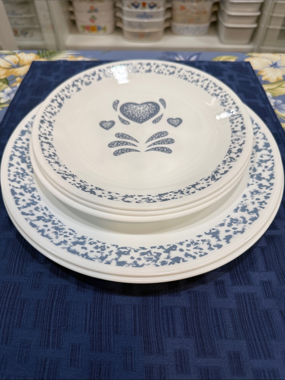 Corelle Blue Hearts or Blue Sponged Hearts set of 5